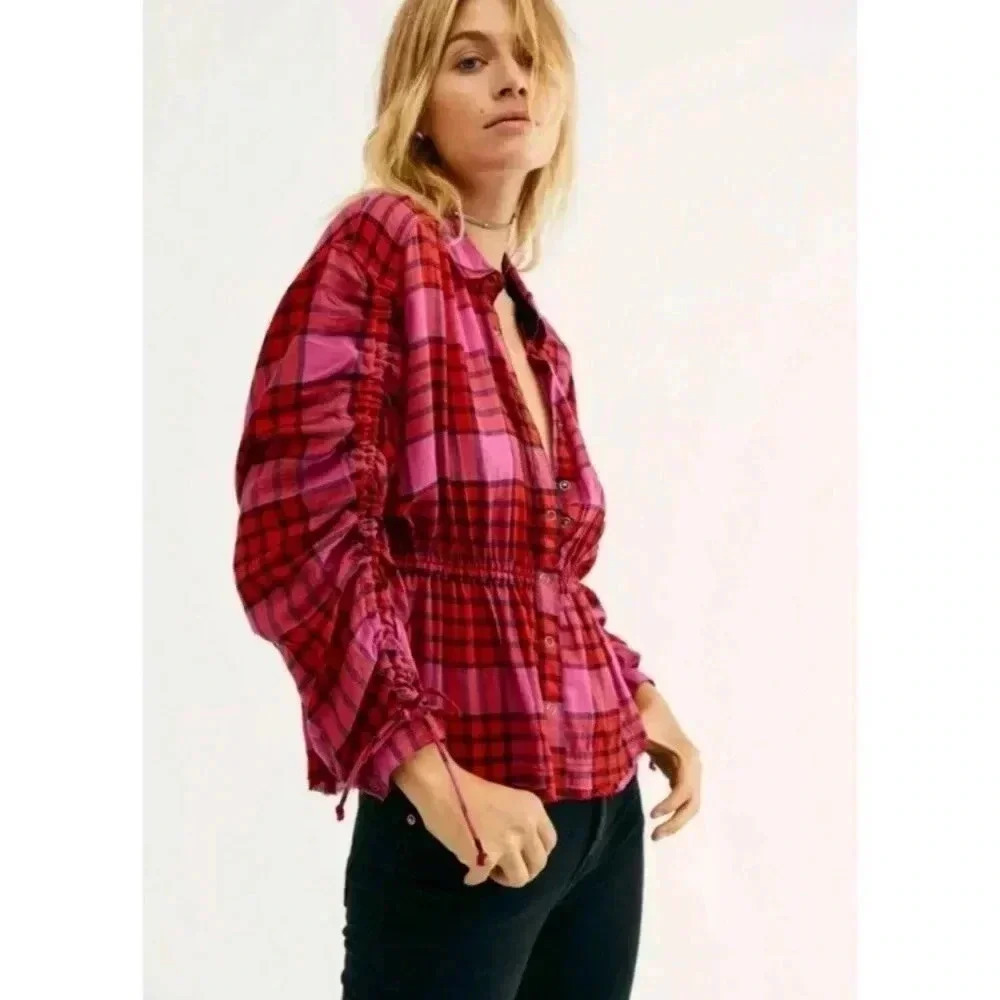 Free People NWT Pacific Dawn Red Combo Top XS